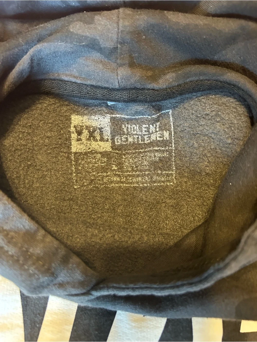 Violent Gentlemen Youth XL Black Camo Hoodie with Graphic